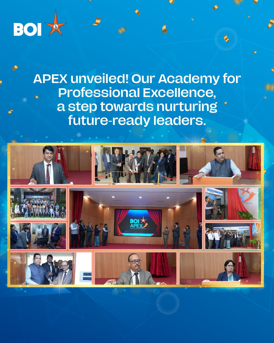 BankofIndia_IN's tweet photo. A Proud Milestone for Us! Our MD & CEO, Shri. Rajneesh Karnatak, inaugurated Bank of India’s first-ever Centre of Excellence – APEX (Academy for Professional Excellence) at MDI, Belapur. Graced by senior leadership and the MDI team, APEX will focus on People & Leadership Development, nurturing future-ready leaders. We’re delighted to kickstart with two batches of Chief Manager Branch Heads attending the inaugural training programme. With APEX, we aim to shape excellence, empower leadership & set new benchmarks!
#BOI #APEX #LeadershipDevelopment #FutureReady #ExcellenceInBanking #BankOfIndia #ProfessionalExcellence #LeadershipJourne