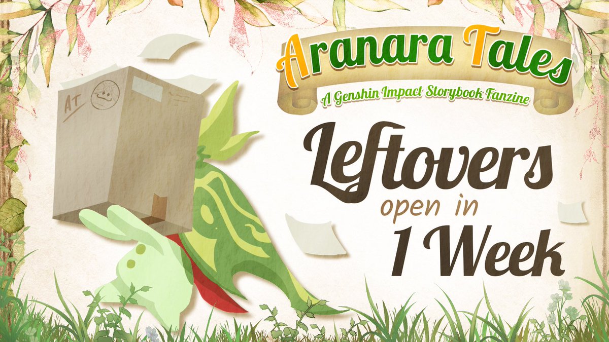📦 Leftovers open in 1 Week! 🌿

We’re just 7 days away from the Aranara Tales leftovers sale! ✨

Get ready to grab your favorite goodies from the zine before they’re gone for good—items are limited, and we won’t be restocking! 💌🍃