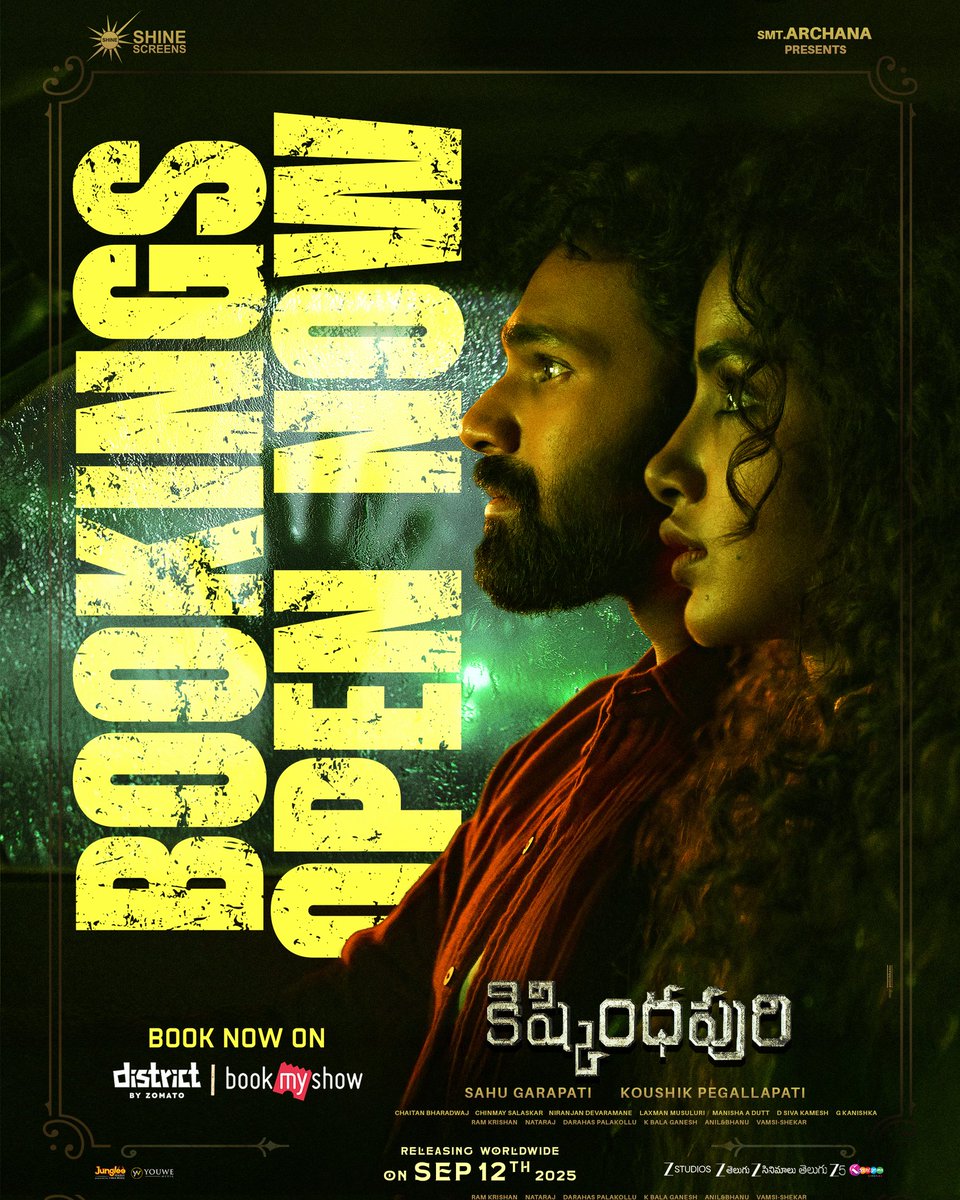 The thrill, the screams &amp; the madness - it’s all coming for YOU! 🔥🔥
BOOKINGS OPEN NOW for the New-Age HORROR MYSTERY #Kishkindhapuri ❤️‍🔥

🎟️ Grab your seats NOW 👉 linktr.ee/Kishkindhapuri

GRAND RELEASE WORLDWIDE ON SEPTEMBER 12th💥

#KishkindhapuriOnSept12th ☠️
<a href="/BSaiSreenivas/">Bellamkonda Sreenivas</a>