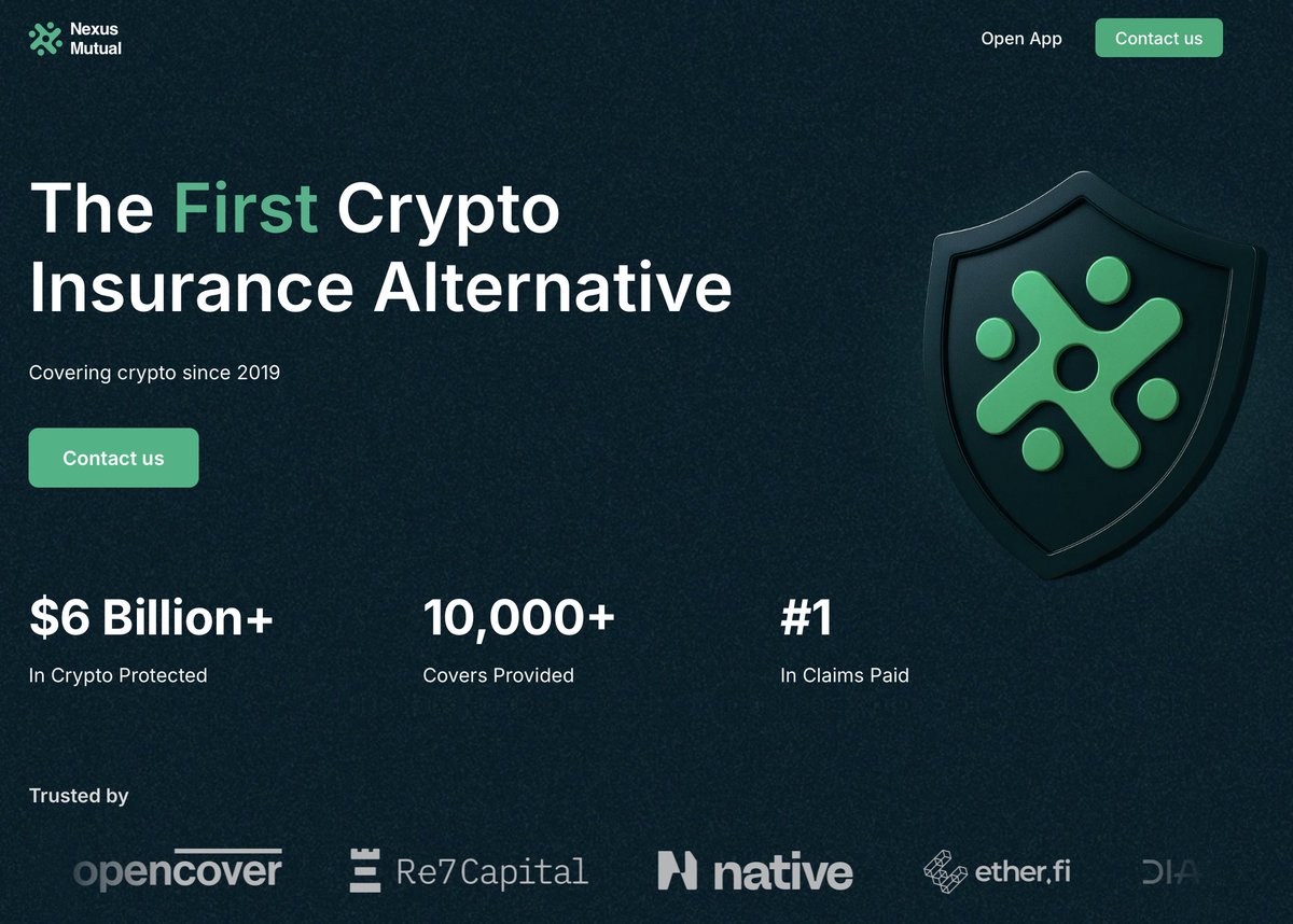 NexusMutual's tweet image. Nexus Mutual has been helping people protect their crypto since 2019

As the space has matured, so have we 📈

That&apos;s why we put together a new look, feel and flow for our site

New look, same industry-leading cover 🛡️

You&apos;re Covered with Nexus Mutual
