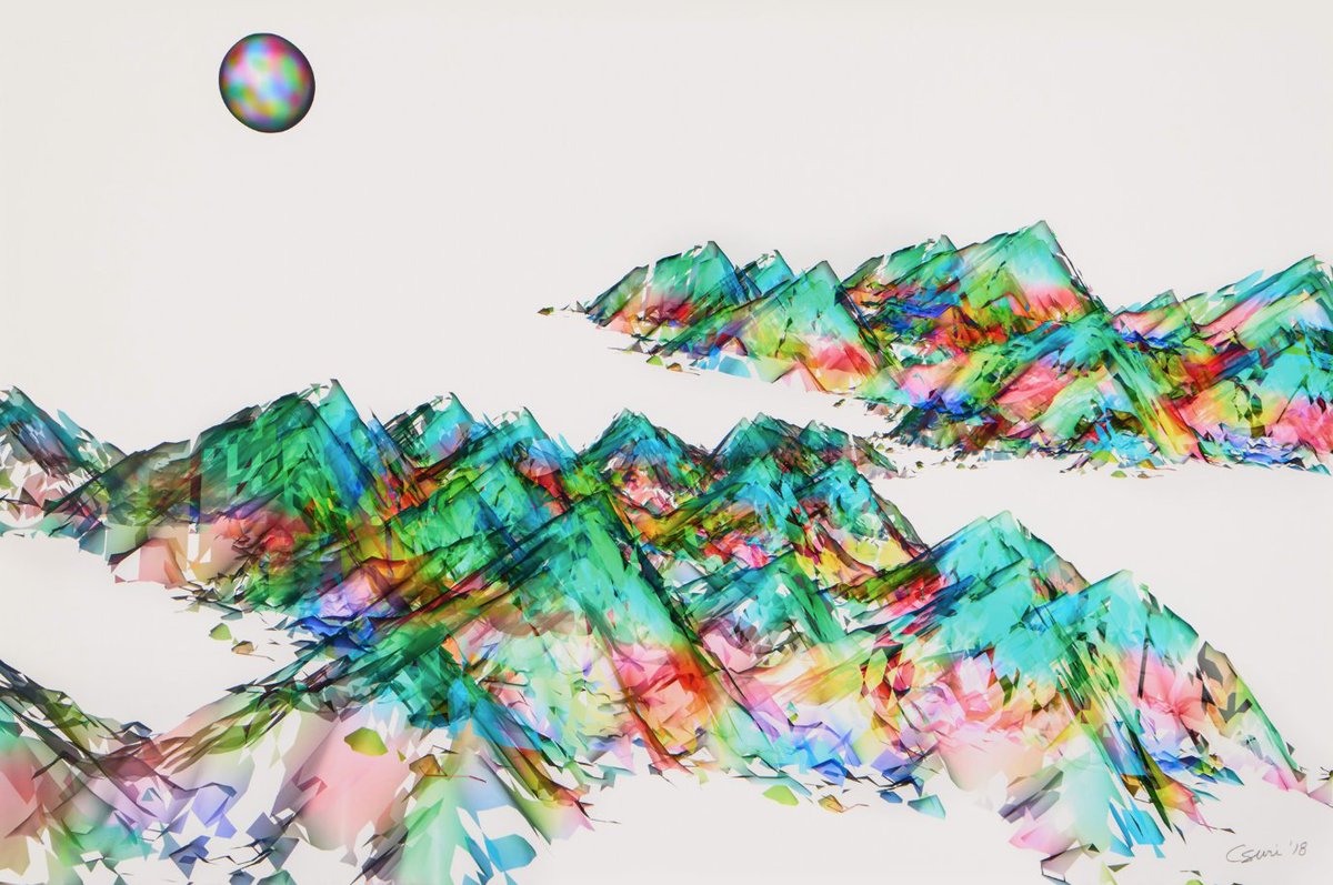 _ragnar_ (@ragnar_meta) on Twitter photo Another more modern <a href="/CharlesCsuri/">Charles Csuri Studio</a> work in the collection. "Rising" from 2018. Csuri created a proprietary digital tool to simulate transparency in digital prints. You can see its beauty here with the wash of colors.
Csuri was not just an artist - he also was a decorated war Another more modern <a href="/CharlesCsuri/">Charles Csuri Studio</a> work in the collection. "Rising" from 2018. Csuri created a proprietary digital tool to simulate transparency in digital prints. You can see its beauty here with the wash of colors.
Csuri was not just an artist - he also was a decorated war