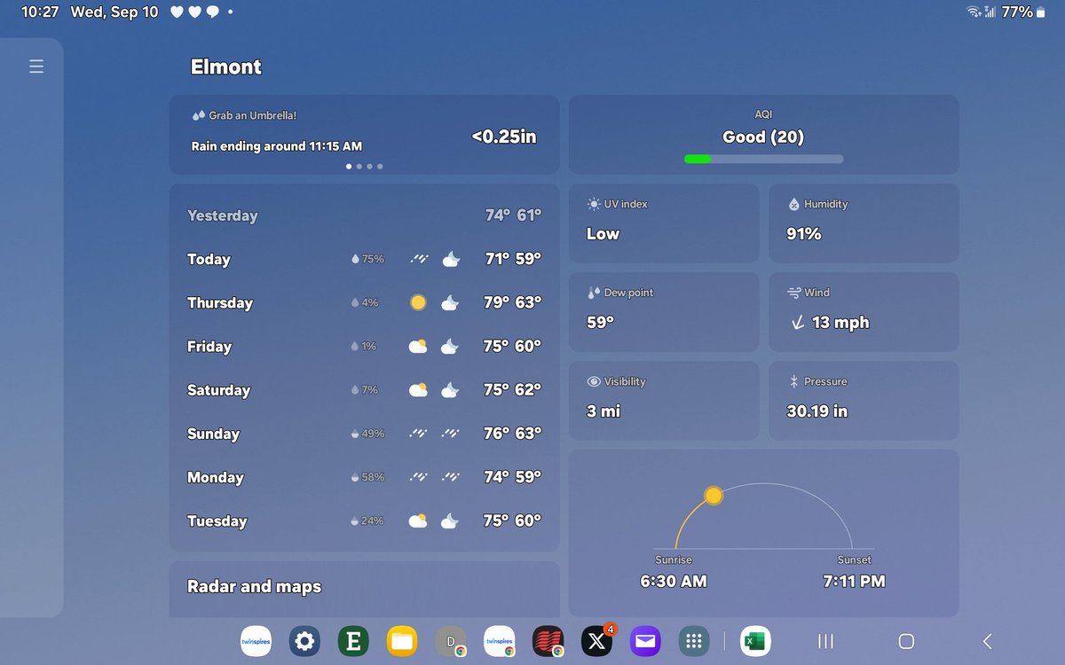 Aqueduct 🟩 Spring meet review. Will  ⚗️ repeat? Probably so.
Weather? Take a lookc👇👇
GL and GR 🫡💚🍀