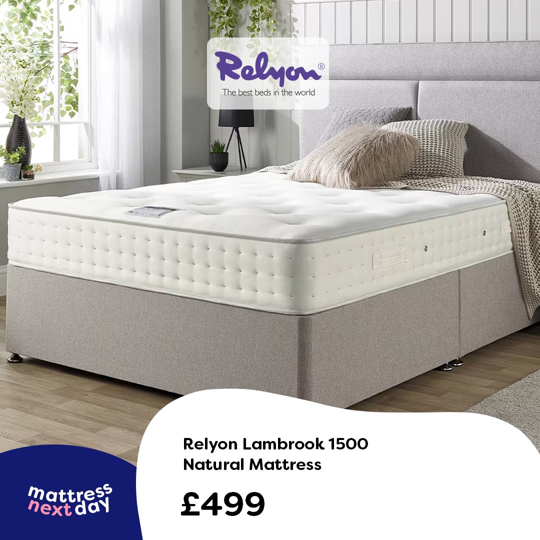 mattressnextday's tweet image. Check out our newest Relyon #mattress arrivals:

🛏️ Lambrook 1500 Natural – Medium Firm | Wool
🛏️ Ashcott 2000 Wool – Medium | Wool 
🛏️ Tonedale 4500 Natural Heritage – Medium | Wool

Each model is hand-tufted and built to last with a 10-year guarantee: bit.ly/4nssGjq