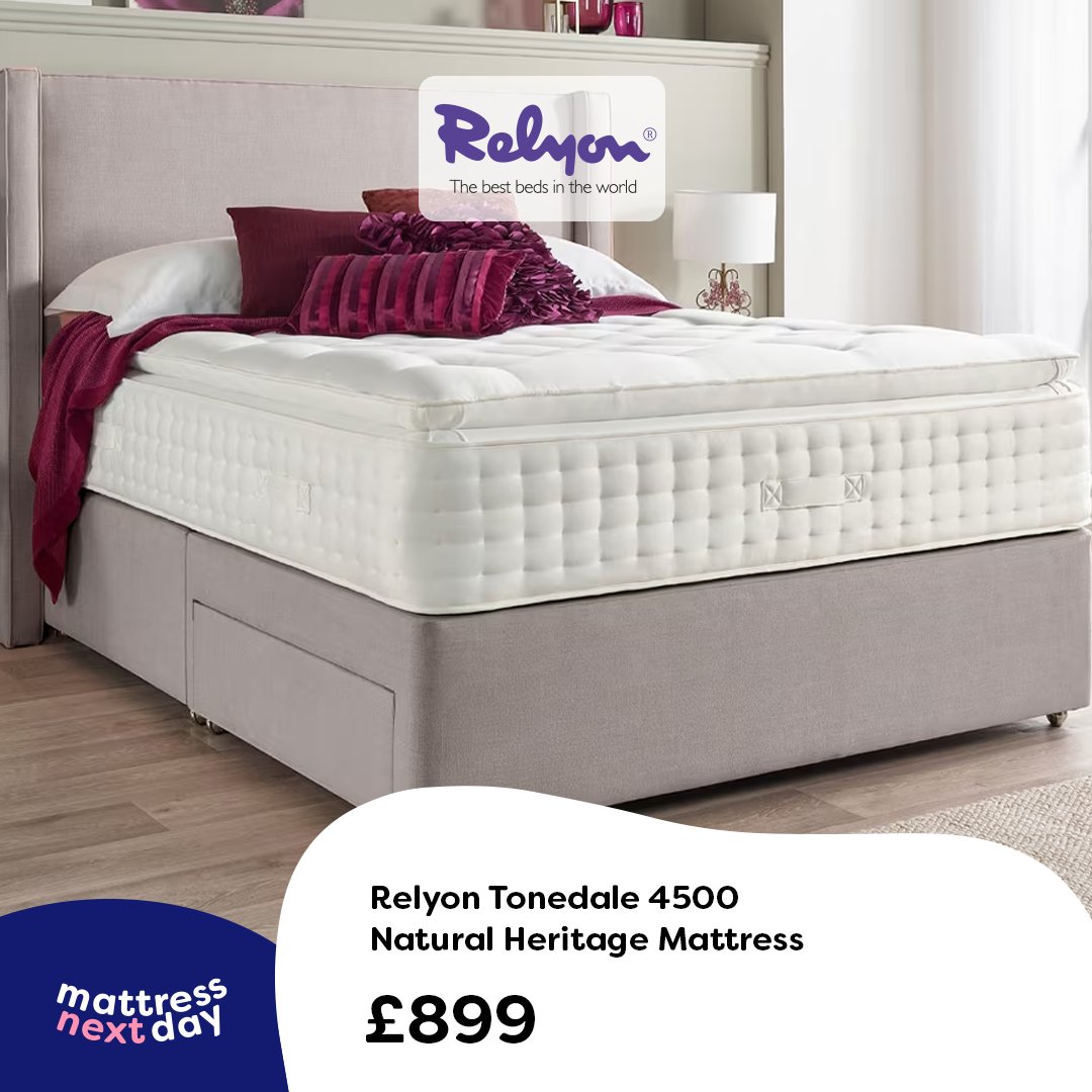 mattressnextday's tweet image. Check out our newest Relyon #mattress arrivals:

🛏️ Lambrook 1500 Natural – Medium Firm | Wool
🛏️ Ashcott 2000 Wool – Medium | Wool 
🛏️ Tonedale 4500 Natural Heritage – Medium | Wool

Each model is hand-tufted and built to last with a 10-year guarantee: bit.ly/4nssGjq