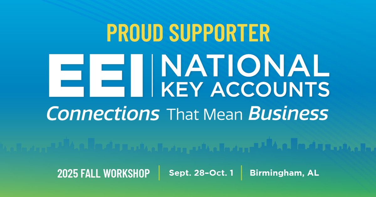 We’re proud to sponsor the EEI Fall National Key Accounts Workshop, the premier event connecting national corporate energy users. Let’s connect and build powerful partnerships that drive meaningful impact!
#EEINKA