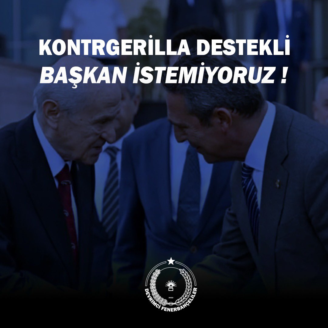 KONTRGERİLLA DESTEKLİ BAŞKAN İSTEMİYORUZ

Değerli Fenerbahçe kamuoyu;

MHP kurmayları ve Ülkü Ocakları sözcülerinin yaklaşan seçimlerde Ali Koç’u destekleyeceklerine dair beyanatlarını esefle takip ettik.

Fenerbahçe, tarih boyunca bu ülkenin özgürlük ve bağımsızlık mücadelesinde