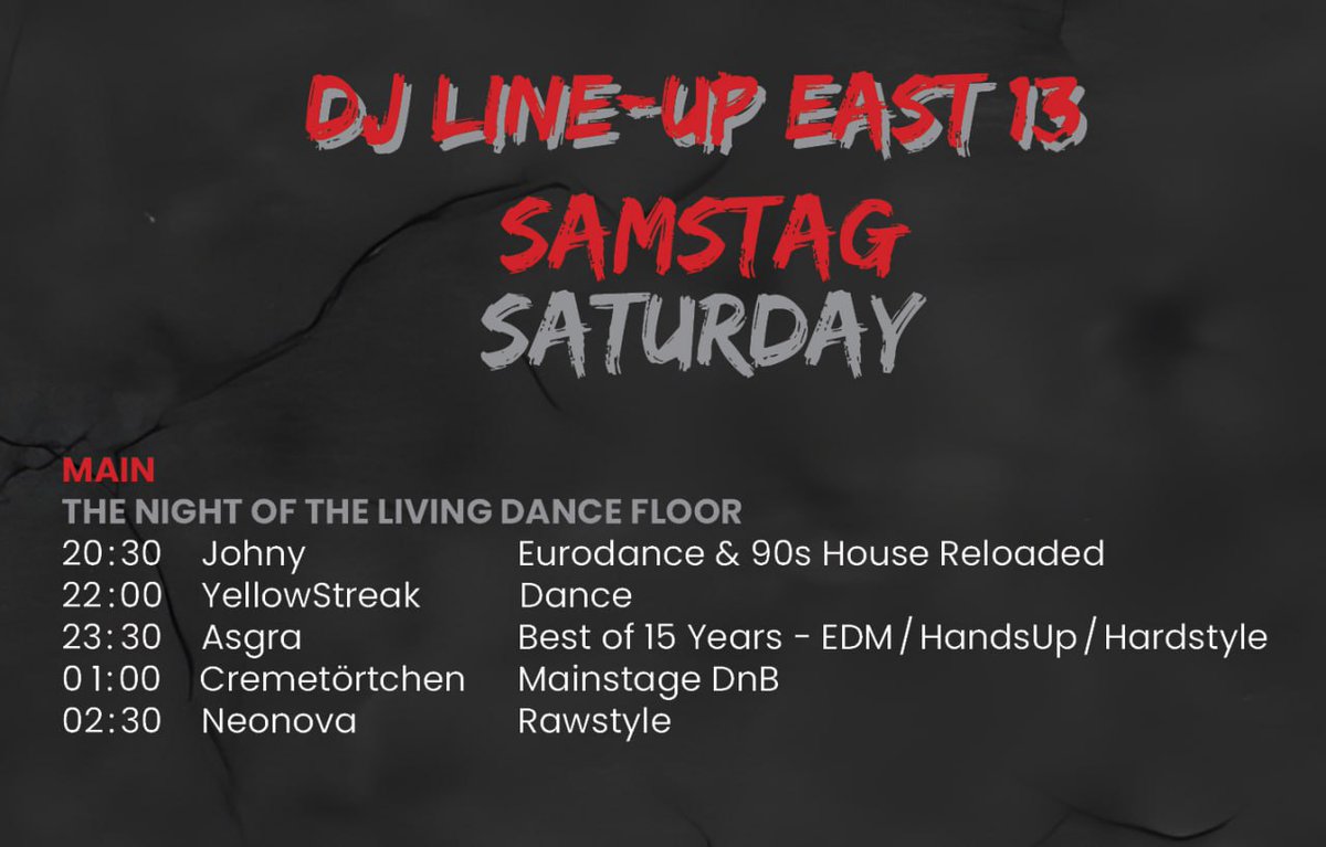 Am Samstag lassen wir Freddy Krueger auf die Tanzfläche und nicht in unsere Träume. 🔪

#EAST #EAST13