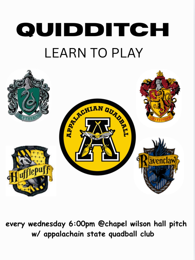 Appalachian State Quadball Club practices - Wednesdays 6pm - Chapel Wilson Hall Pitch.