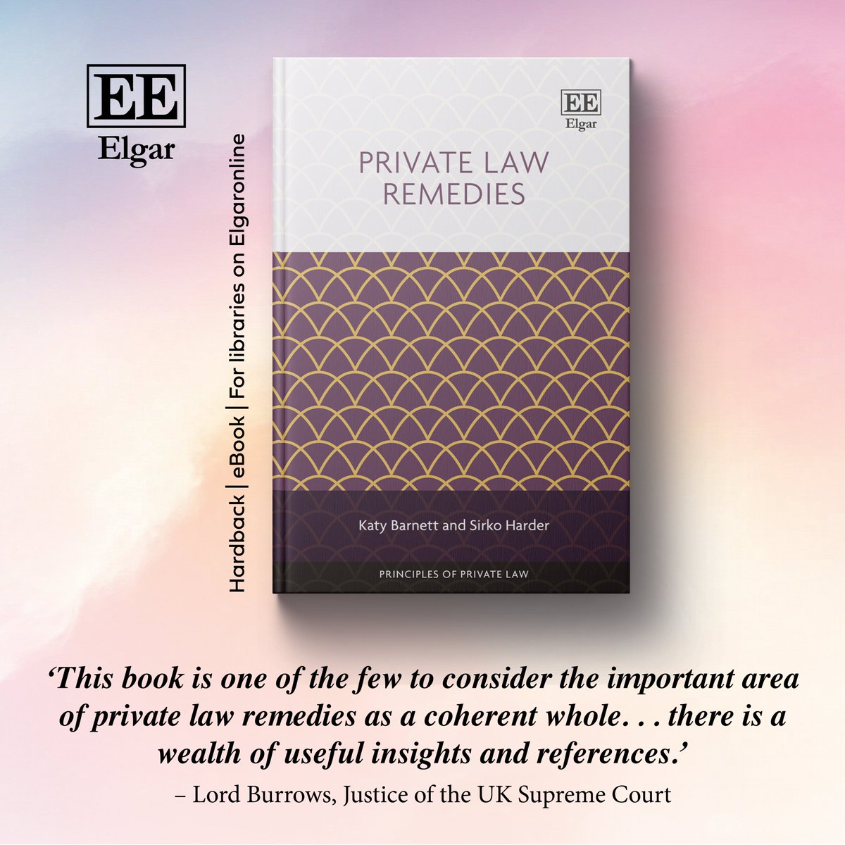 New📚Private Law Remedies
<a href="/DrKatyBarnett/">Katy Barnett</a> - <a href="/MelbLawSchool/">Melbourne Law School</a>
Sirko Harder - <a href="/SussexUni/">University of Sussex</a>

In print➡️e-elgar.com/shop/isbn/9781…
Read a #free sample➡️doi.org/10.4337/978103…

#Remedies #Damages #CommonLaw #PrivateLaw #CommercialLaw #Compensation