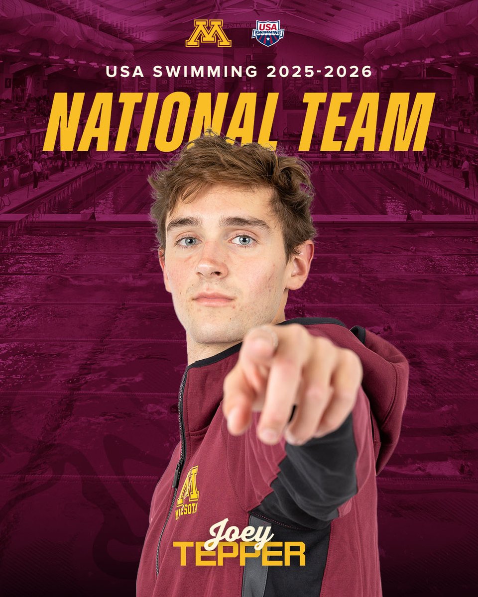 GopherSwimDive's tweet image. Congratulations to Joey Tepper on being named to his fourth @USASwimming National Team!
🔗: z.umn.edu/ap0y
#SkiUMah〽️