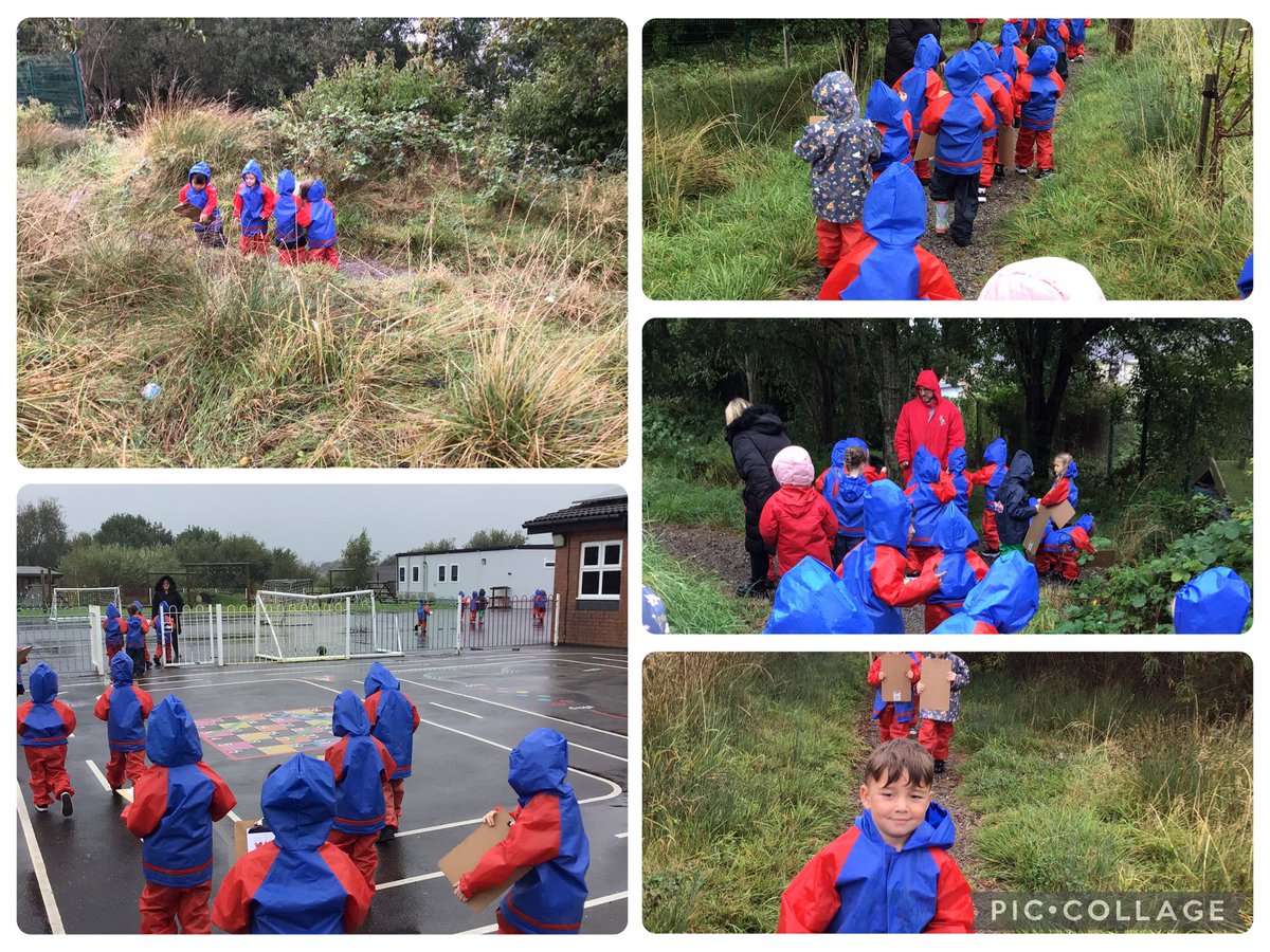 YsgolBrynTeg1's tweet image. Dosbarth Cadno have been down the meadow this afternoon looking for signs of ‘Autumn’. We found leaves that were different colours, acorns and also some ripe pears. It was a bit wet but we were kept nice and dry in our wet weather gear. #inquirybasedlearning