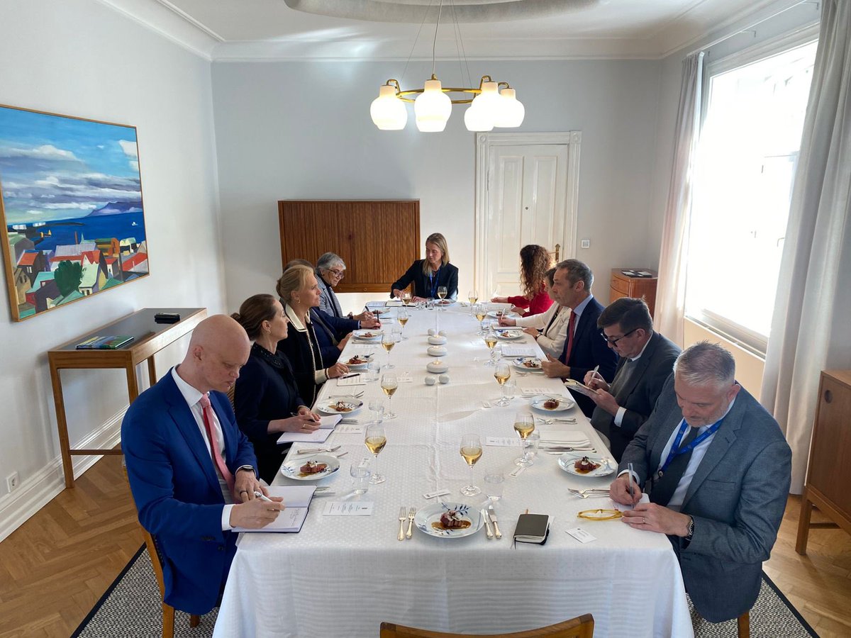Thanks to #Icelandic foreign minister Þorgerður Katrín Gunnarsdóttir for adressing current foreign- and security policy issues at a meeting today with present EU-ambassadors in Iceland. Event hosted by #Danish EU-presidency. <a href="/thorgkatrin/">Þorgerður Katrín Gunnarsdóttir</a> <a href="/MFAIceland/">MFA Iceland 🇮🇸</a>
