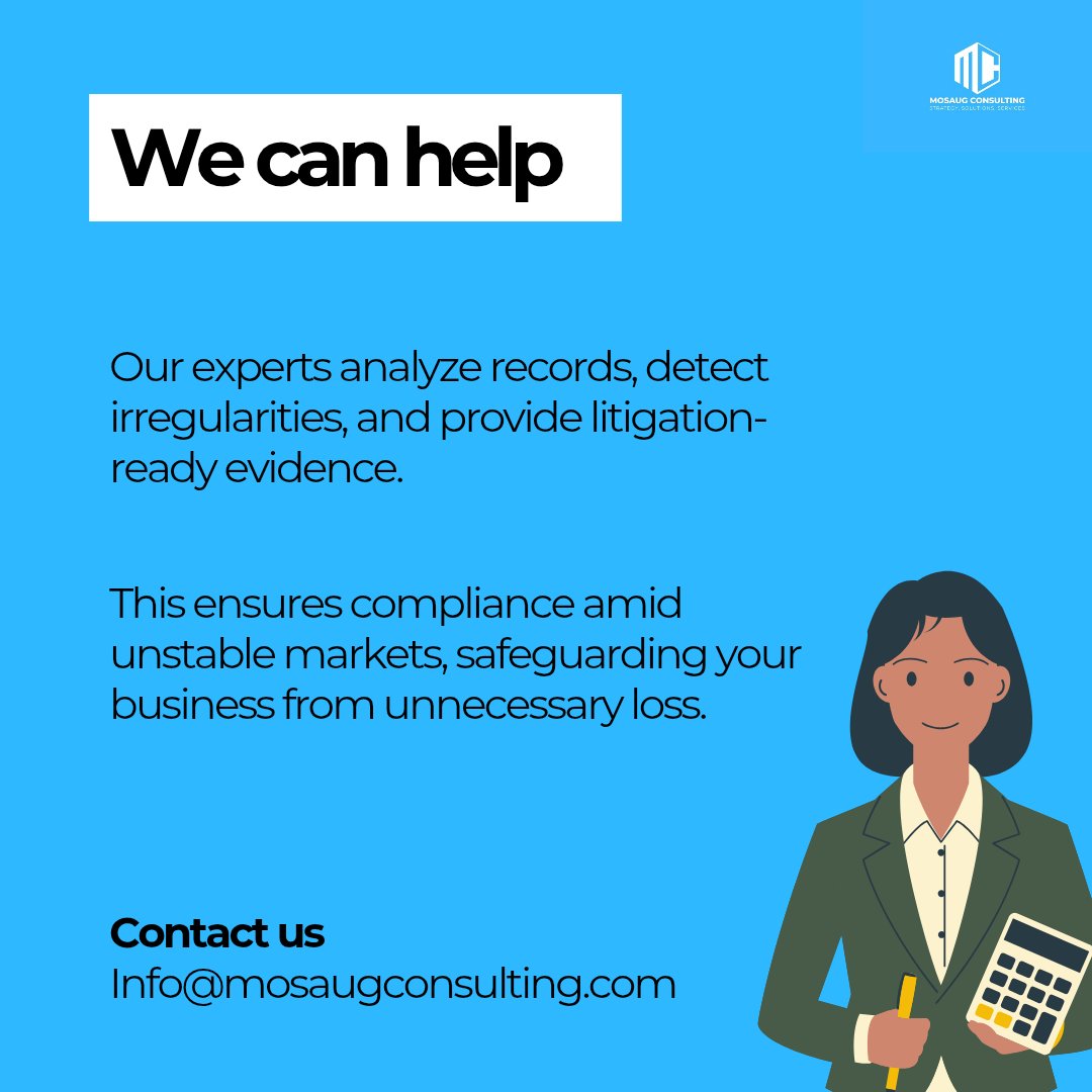 Mosaug Consulting (@mosaugc) on Twitter photo 🚨 Fraud is a serious issue with tendency to damage SME operations, we've made it a priority to protect businesses from financial risks.
From retail to tech, our expert analysis stops fraud in its tracks.
Send us a DM us today.
Contact
Info@mosaugconsulting.com 🚨 Fraud is a serious issue with tendency to damage SME operations, we've made it a priority to protect businesses from financial risks.
From retail to tech, our expert analysis stops fraud in its tracks.
Send us a DM us today.
Contact
Info@mosaugconsulting.com