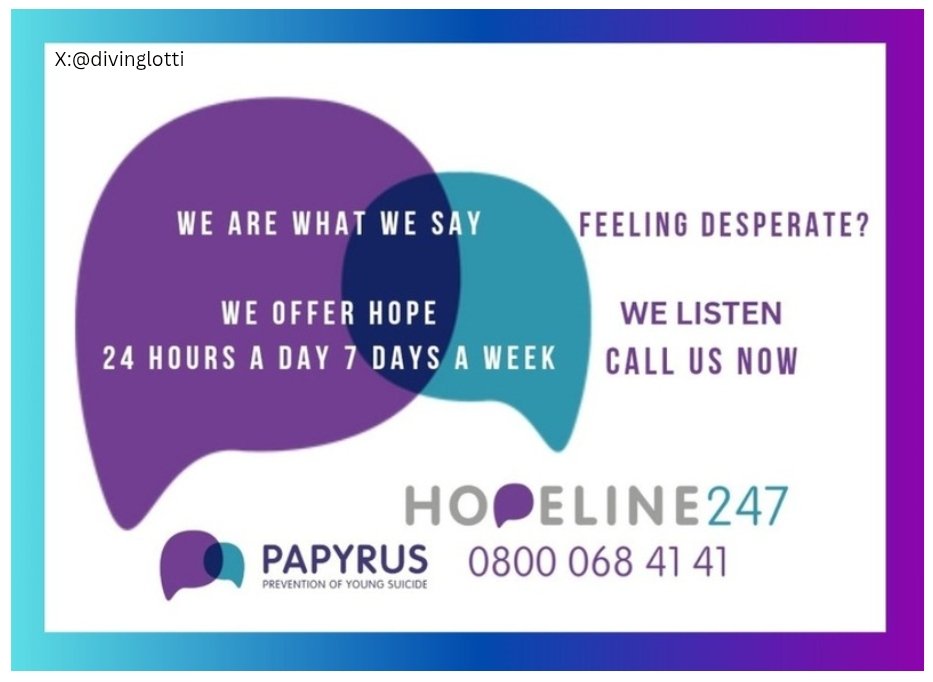 divinglotti's tweet photo. One Minute Brief of the Day:
Create posters to bring to life how the @PAPYRUS_Charity #HOPELINE247 is ALWAYS there 24/7 for young people who need support, because suicidal thoughts don’t wait until morning.
#WorldSuicidePreventionDay #WSPD2025
@OneMinuteBriefs https://t.co/mNxSr6h6EG