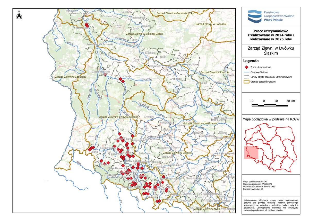 #StopPowodzi Zrealizowaliśmy już 52 zadania dotyczące usuwanie skutków powodzi na terenie zarządu zlewni #LwówekŚląski.
🛡️Do końca 2025 wykonamy łącznie 82 pilne zadania o wartości ponad 11 mln zł. Kontynuujemy nasze działania dla poprawy bezpieczeństwa mieszkańców regionu!