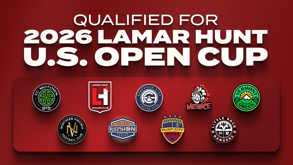 Get ready for some ✨ 𝓬𝓾𝓹 𝓶𝓪𝓰𝓲𝓬 ✨

Here are the nine teams that have qualified directly for the 2026 Lamar Hunt U.S. Open Cup from League Two play! 🏆

➡️ bit.ly/47UTjsT