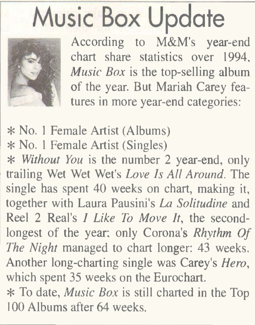 People don’t grasp how big Mariah was during the Music Box era. It wasn’t just the best female selling album but the best selling album Worldwide not just the US.