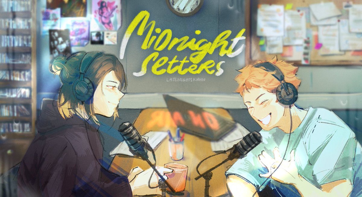 latenightsknhn's tweet photo. — MIDNIGHT SETTERS 🎙️

Send anonymous letters about love, heartbreak, and everything in between. DJs Kenma and Shoyo read them live on-air—reacting, giving advice, and sometimes roasting you lovingly.

Because coaches don’t play. Or do they?

a #kenhina college radio filipino au https://t.co/ip4z03dShu