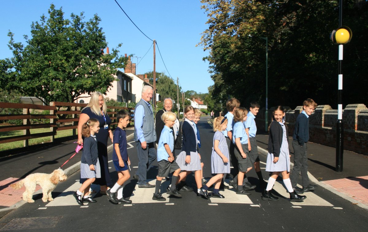 Happy Road! A new zebra crossing has been installed at St Mary's Primary School in Burkitt Road, Woodbridge, thanks to <a href="/activetraveleng/">Active Travel England</a> and <a href="/suffolkcc/">Suffolk CC</a> Find out more at suffolk.gov.uk/council-and-de…