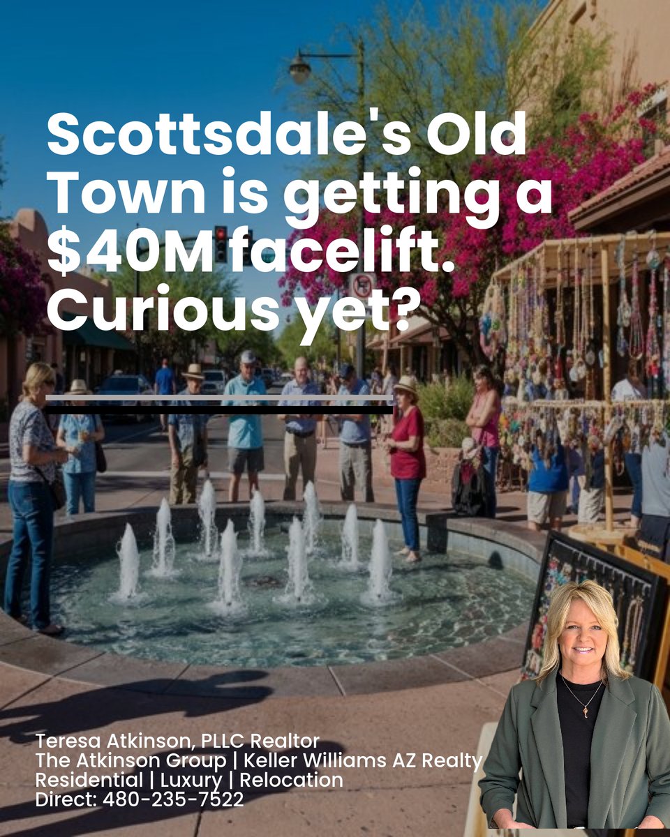 AtkinsonArizona's tweet image. Scottsdale’s Old Town is getting a $40 million makeover, and it’s all about making our city even more vibrant and accessible for everyone.

Tag a friend who’s going to love the upgrades! 🏜️

#ScottsdaleRevamp #OldTownScottsdale #ScottsdaleLife