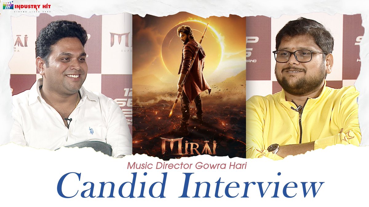 Talented Music Director #GowraHari shares his exciting journey for #Mirai 

<a href="/GowrahariK/">Gowra Hari</a> Candi Talk with <a href="/ShivaKumarB22/">Shiva Kumar B</a> for <a href="/industry_hit/">IndustryHit.Com</a> 

Full Interview👉🏻 youtu.be/P1FJbk1c1CM?si…

#MiraiOnSep12Th

<a href="/tejasajja123/">Teja Sajja</a> <a href="/HeroManoj1/">Manoj Manchu🙏🏻❤️</a> <a href="/Karthik_gatta/">Karthik Gattamneni</a> <a href="/RitikaNayak_/">Ritika Nayak</a> <a href="/vishwaprasadtg/">Vishwa Prasad</a>