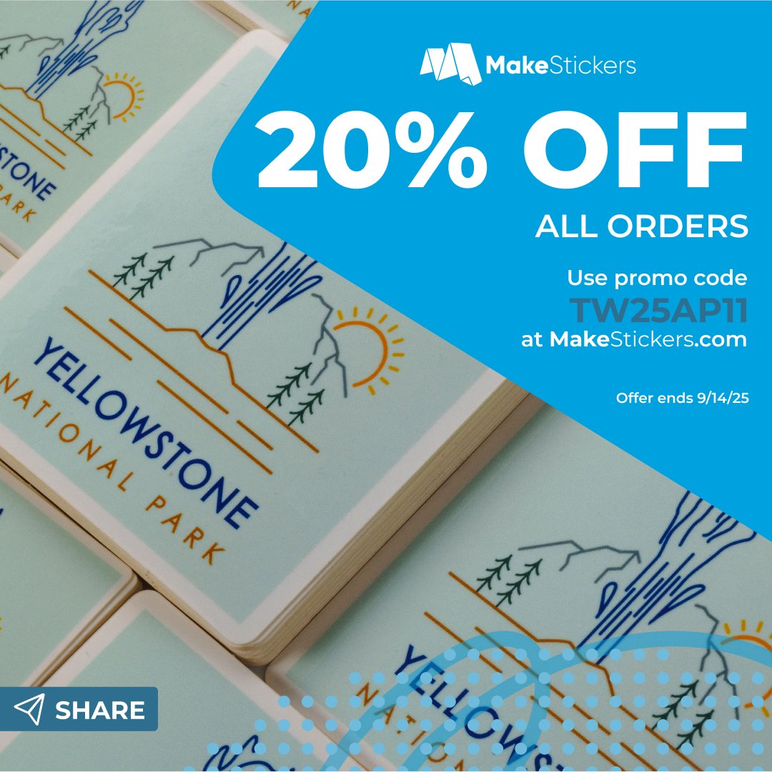 💥 20% OFF EVERYTHING 💥
Stickers. Labels. Whatever you need. Your whole order is 20% off this week only!

👉 Use the promo code or click the link to redeem: mkstk.co/091025twdeal