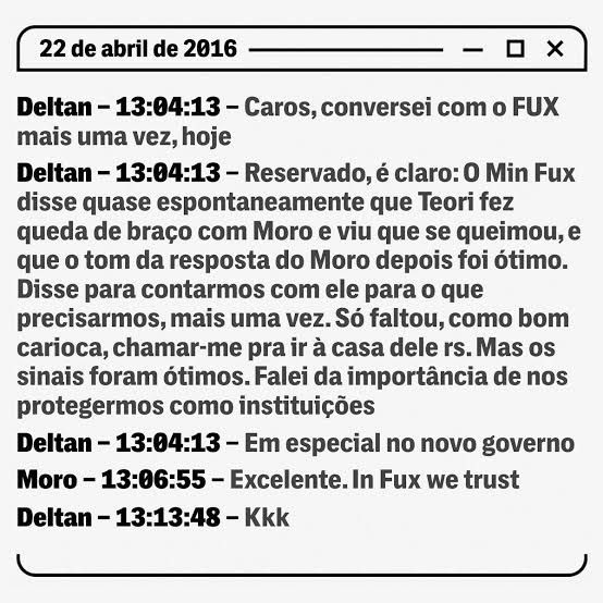 As mensagens acima, trocadas em 2016, foram reveladas na Vaza Jato, série de reportagens que publicamos em 2019. Mas estão cada dia mais atuais.