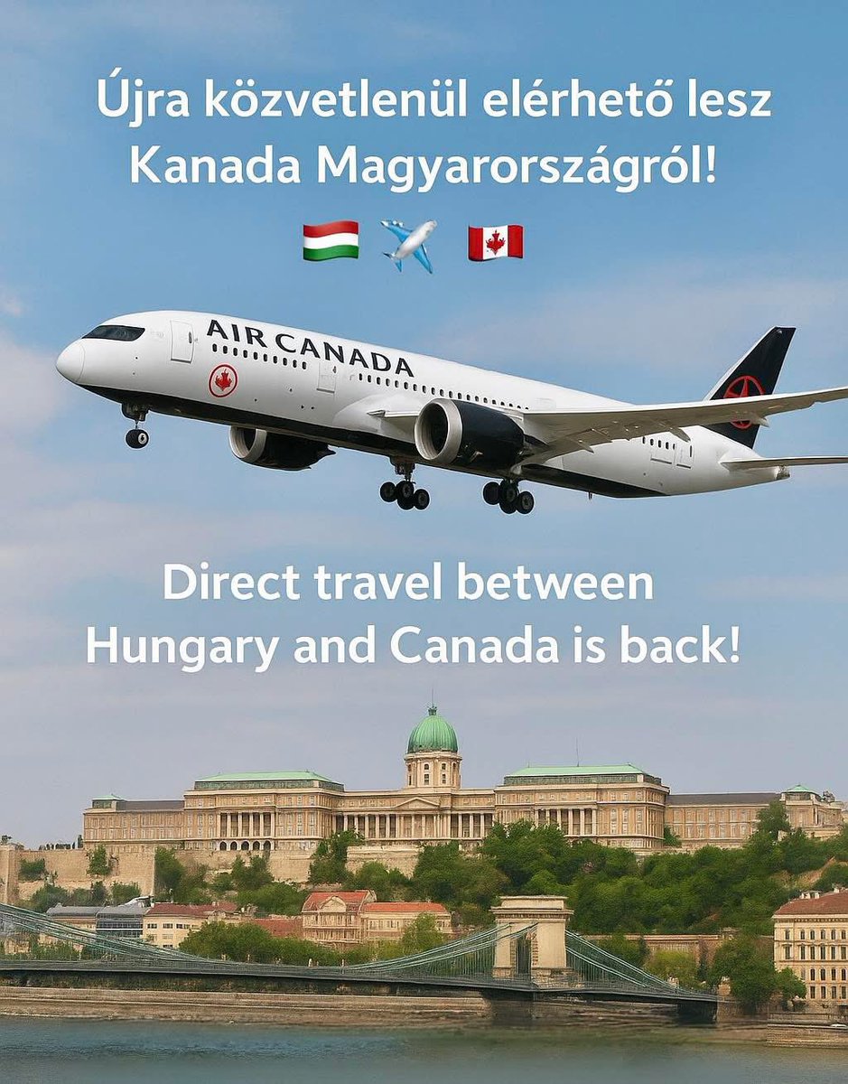 Hungary_Toronto's tweet image. 🇭🇺 ✈️ 🇨🇦 Direct travel between Hungary and Canada is back!
Air Canada announced today that in 2026 it will relaunch its summer seasonal flight between Budapest and Toronto. The service will run from June 5 to October 24.