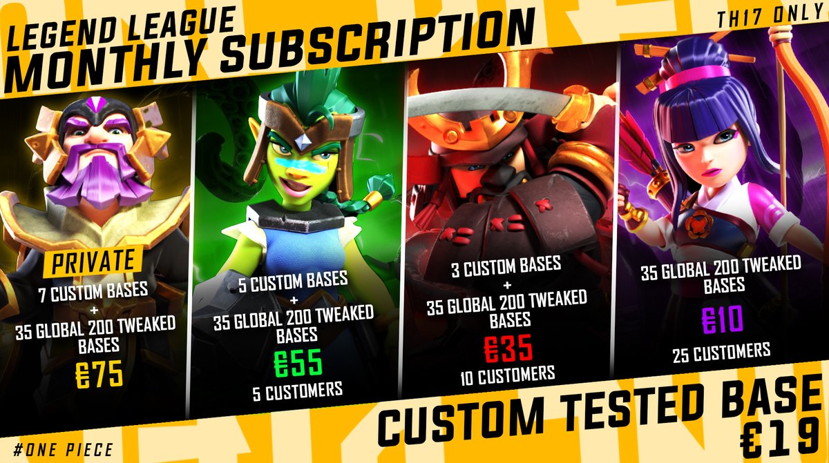 Giveaway Announcement 🎁

"3x Legend League Monthly Subscription"

Rules:
1) Follow <a href="/StrawHatCoC/">Straw Hat | Clash of Clans</a> 
2) Join Discord Server discord.gg/FuuVhSFs9a
3) Like, Repost, Comment

Winner Announcement: 13 September