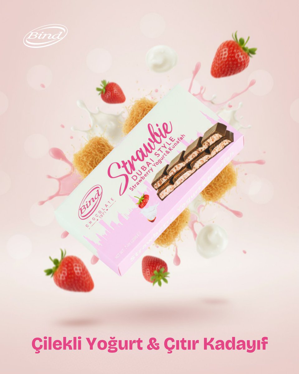 Bind Çikolata’nın eşsiz dokunuşu ile hayat bulan Strawbie Dubai Style, çilekli yoğurdun ferahlığı ile çıtır kadayıfın geleneksel lezzetini bir araya getiriyor. 🍓🍫

#bindchocolate #bindçikolata #strawbie #dubaistyle #atıştırmalıkönerisi #dubaicikolatasi #çilekliyoğurt