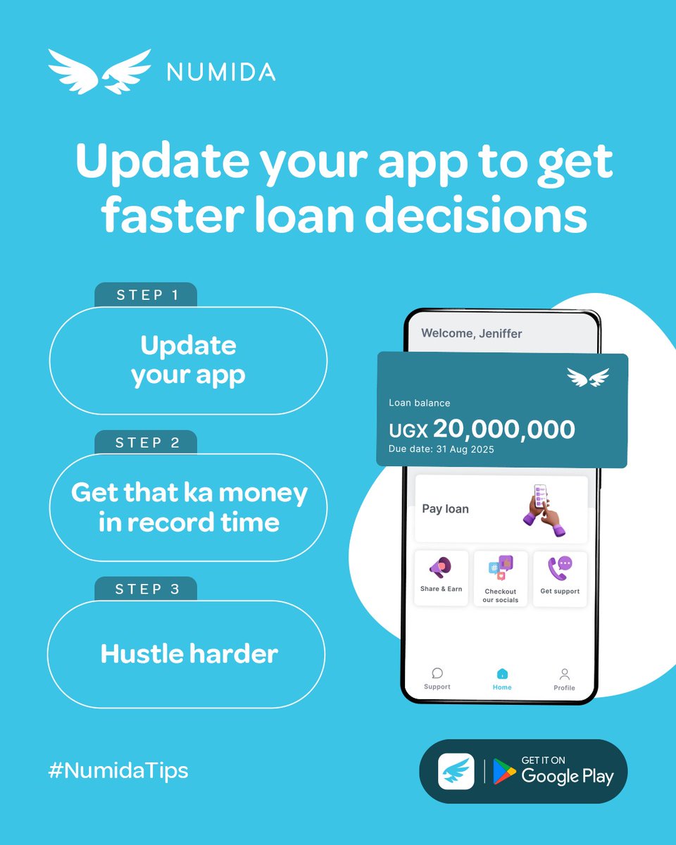 StarTimesUganda's tweet photo. Fast money moves.  🚀 Update your app and watch your loans get approved quicker!

Apply now :point_right:  https://t.co/zq04fdfRbI

💸 #NumidaTips #SmallBusinessGrowth #MayGoals #WorkSmart #HustleBetter
#BannoMuBusiness #Numida @numidatech https://t.co/xHtfxtJBHk