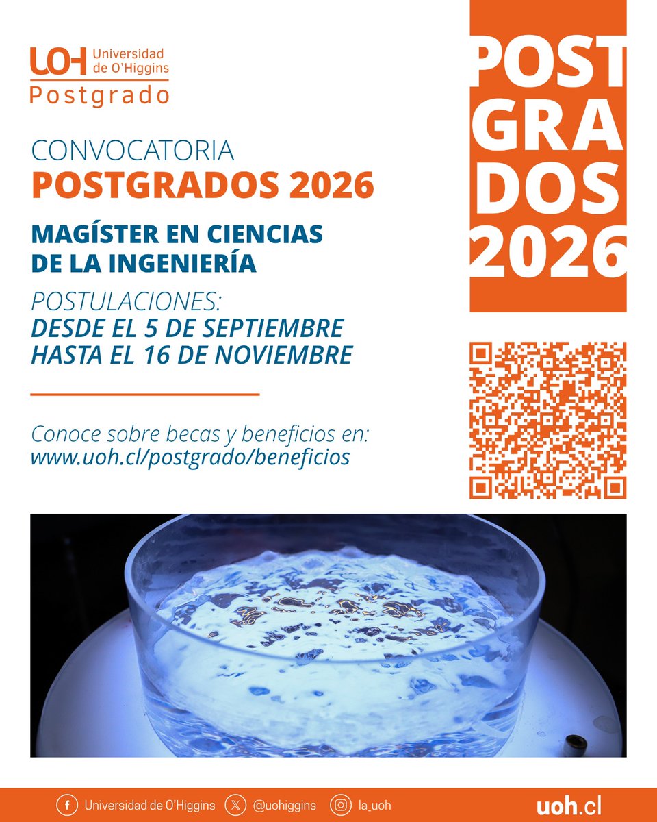 Ya se encuentran abiertas las postulaciones  a los programas de Postgrado UOH 2026.
¡No  te quedes fuera! 😊
uoh.cl/postgrados