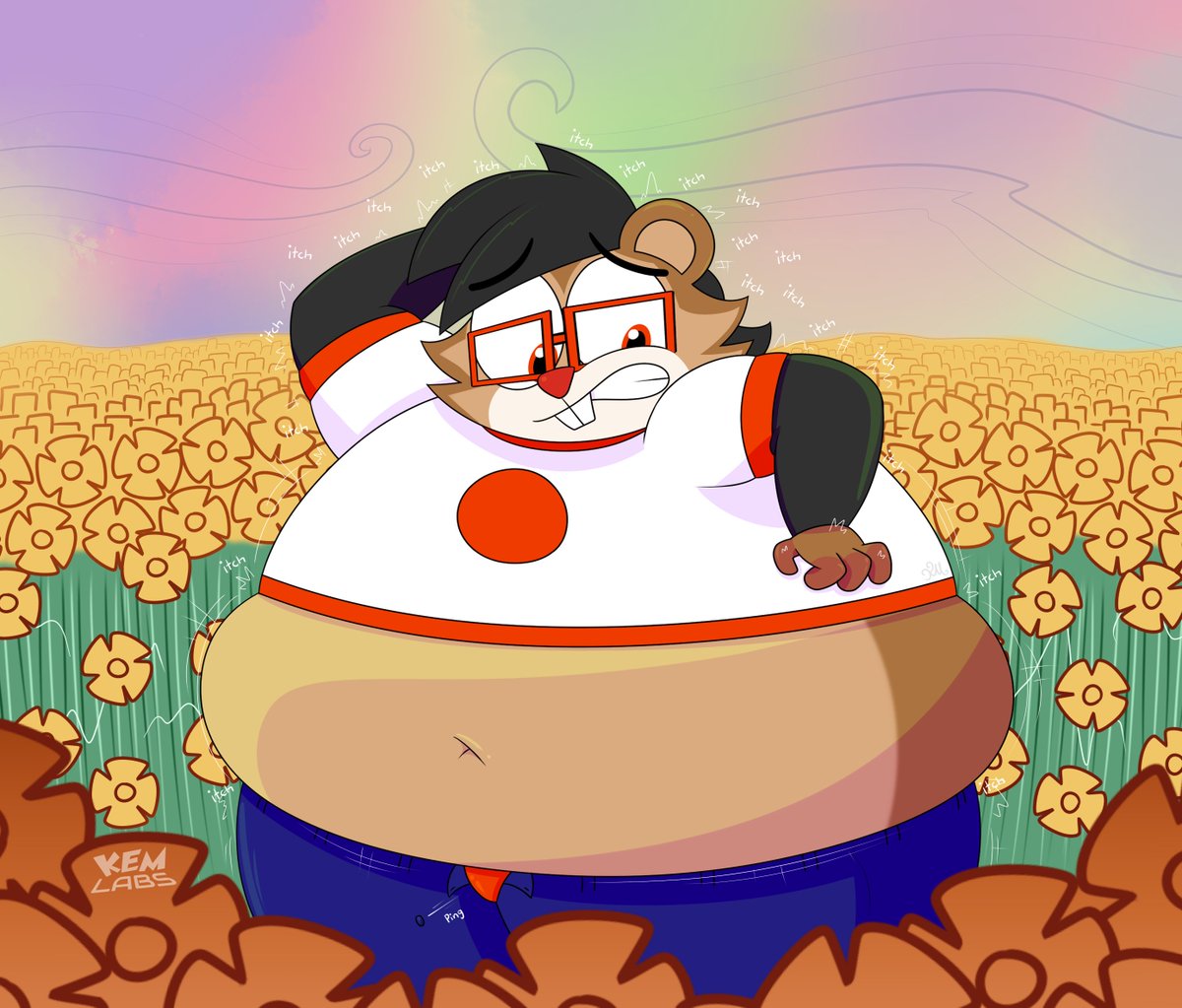 KEMLaboratories's tweet photo. When you find yourself in the middle of a poison flower field, try to keep itching to a minimum. (Berry alt. included)
Com for @MDDgamer097 
#AirborneAugust #inflationart #furryart #bodyinflation https://t.co/Sk9cMlio5A