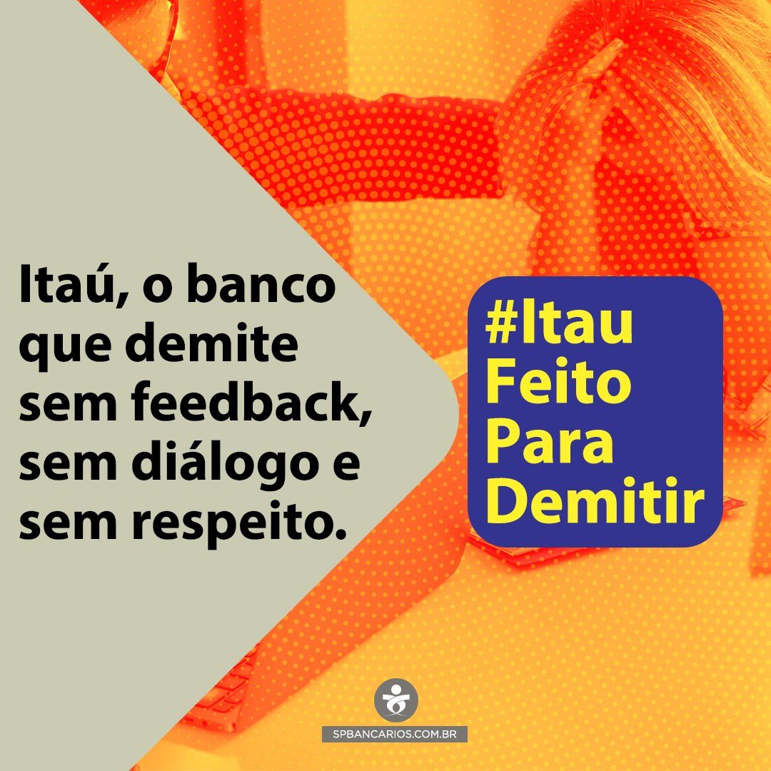 O Itaú demite em massa e no fim do ano vem com propaganda bonita pra falar de respeito #ItauFeitoParaDemitir