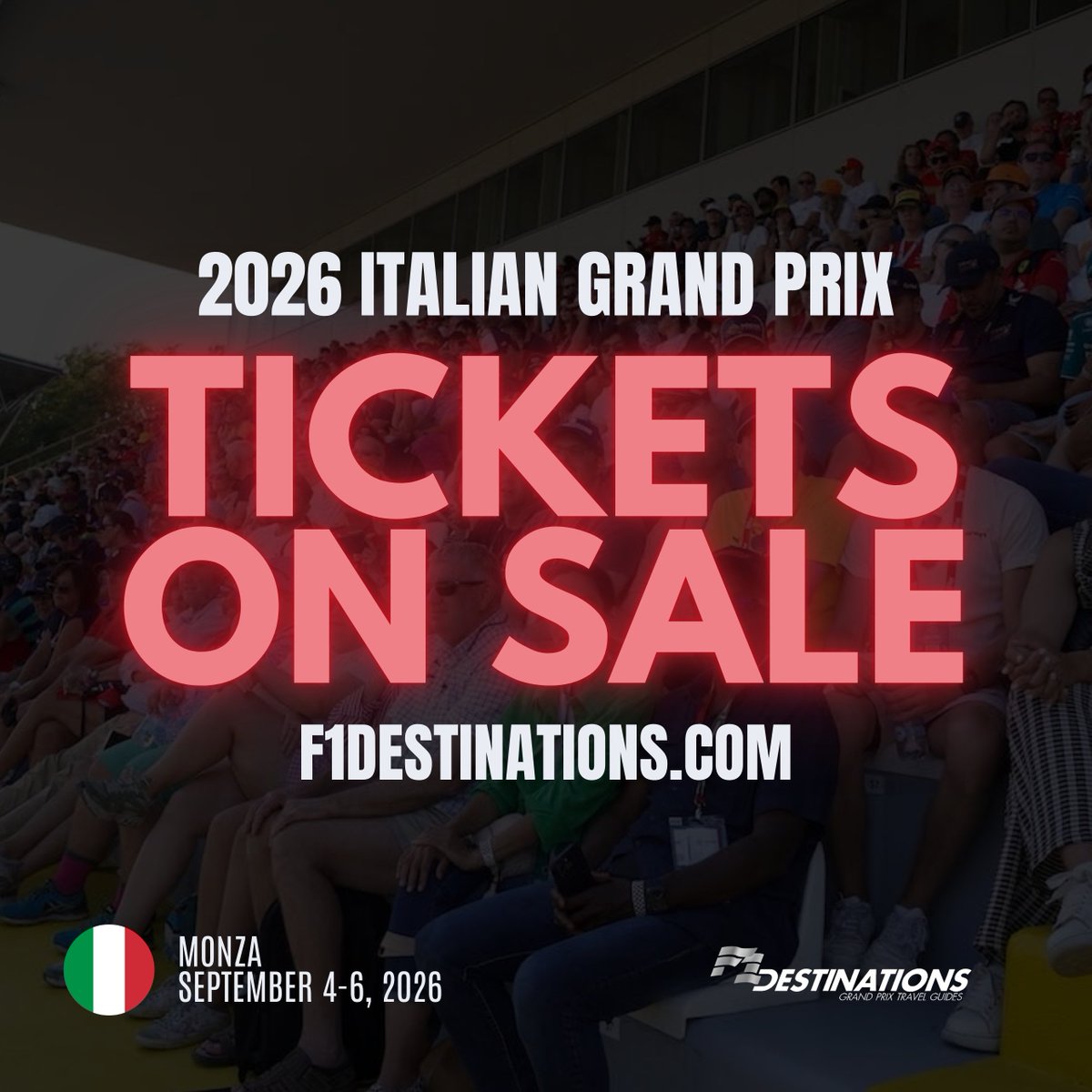 F1destinations's tweet image. 🇮🇹 Join the Tifosi at Monza next year! Tickets for the 2026 #ItalianGP are available right now in our shop 🥳

Learn more about buying tickets and visit our ticket shop 👇
f1destinations.com/tickets-italia… #F1