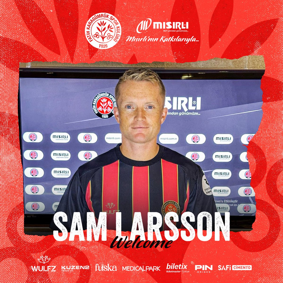 🔴⚫️Sam Larsson Misirli.com.tr Fatih Karagümrük'te ✍🏼

Kulübümüz, deneyimli kanat oyuncusu Sam Larsson ile 1 sezonluk anlaşma sağladı.
Son 3 sezon Süper Lig’de Antalyaspor forması giyen Sam Larsson; Feyenoord, Göteborg ve Heerenveen’de de oynadı.
Kariyerinde UEFA