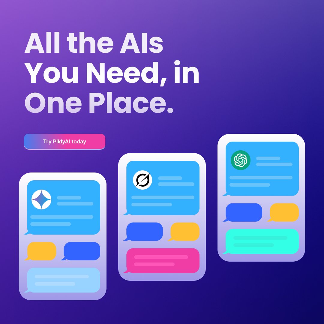 namin_bd's tweet photo. With PiklyAI, you get all the top AI models in one dashboard. Simple, powerful and smarter, cheaper, faster. So,  discover the ultimate AI hub ✨ 
Chat, create &amp; scale with all top AIs under one subscription https://t.co/krSdJ2HPGg