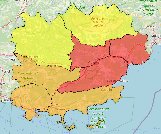 #FeuxDeForêt | ⚠ Jeudi 11 septembre dans le #Var :
🔴 Fermeture de 3️⃣massifs forestiers pour risque incendie 🔥 TRÈS SÉVÈRE : les Maures, le Centre-Var et l'Estérel .
⛔️ Accès, circulation, promenade et travaux interdits.
❌ Fermeture des aires de repos des Lauvets et du Suvé du