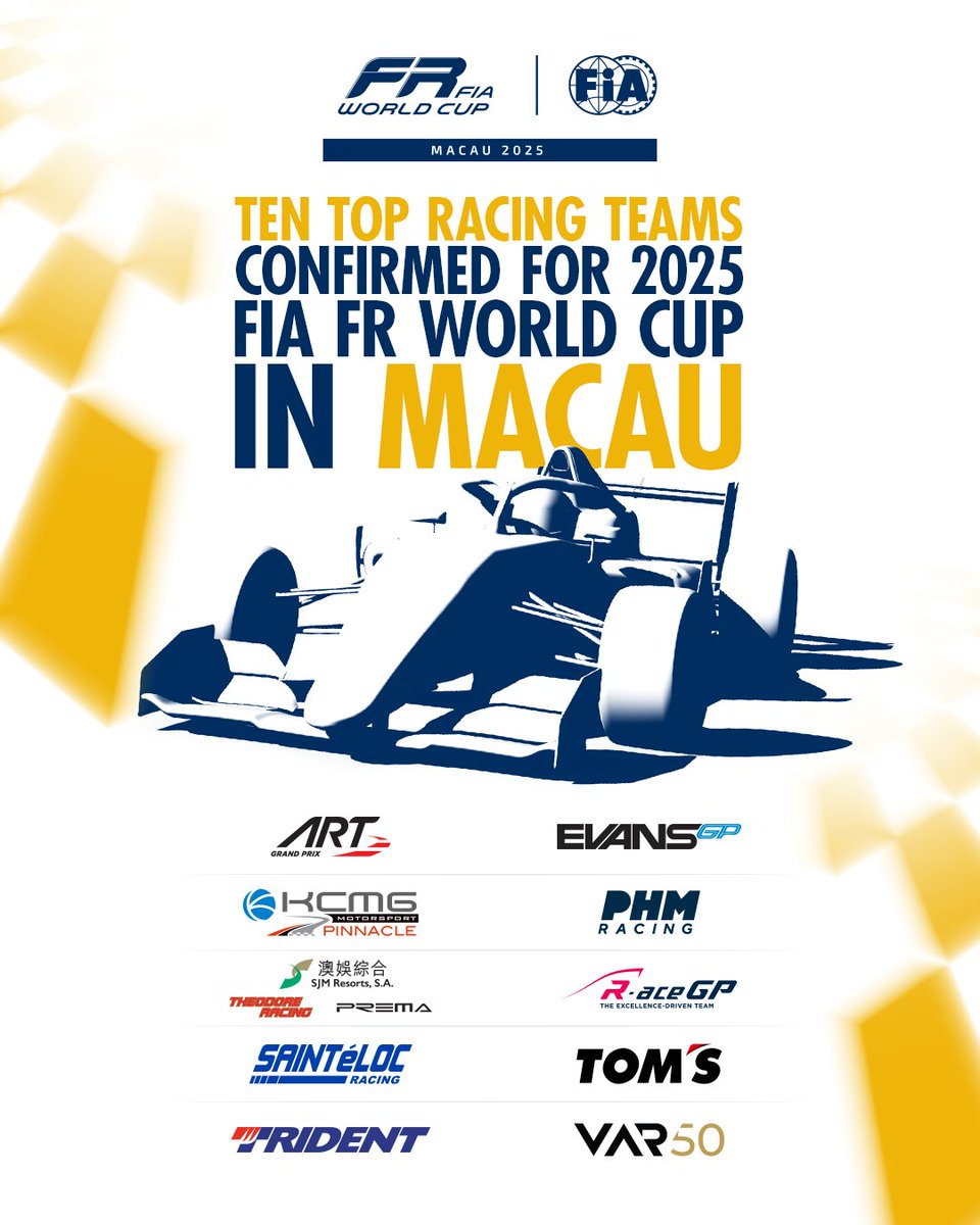 Ten teams from across the world are confirmed for this year's FIA Formula Regional World Cup, taking place on the legendary Guia Circuit in Macau.

Headlining this year’s Macau Grand Prix week from 13-16 November, all the FIA Formula Regional World Cup action will be live and