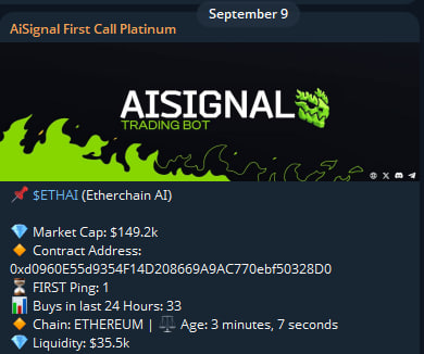 AISIG WIN 
$ETHAI 
FIRST MC: 149.2k
ATH: 24.97M
GAIN: (167x) 16700% 

<a href="/AiSignalBot/">AI Signal bot | $AISig</a> <a href="/aibasebot/">AiBase</a> <a href="/dragonpro_ai/">dragonpro</a>