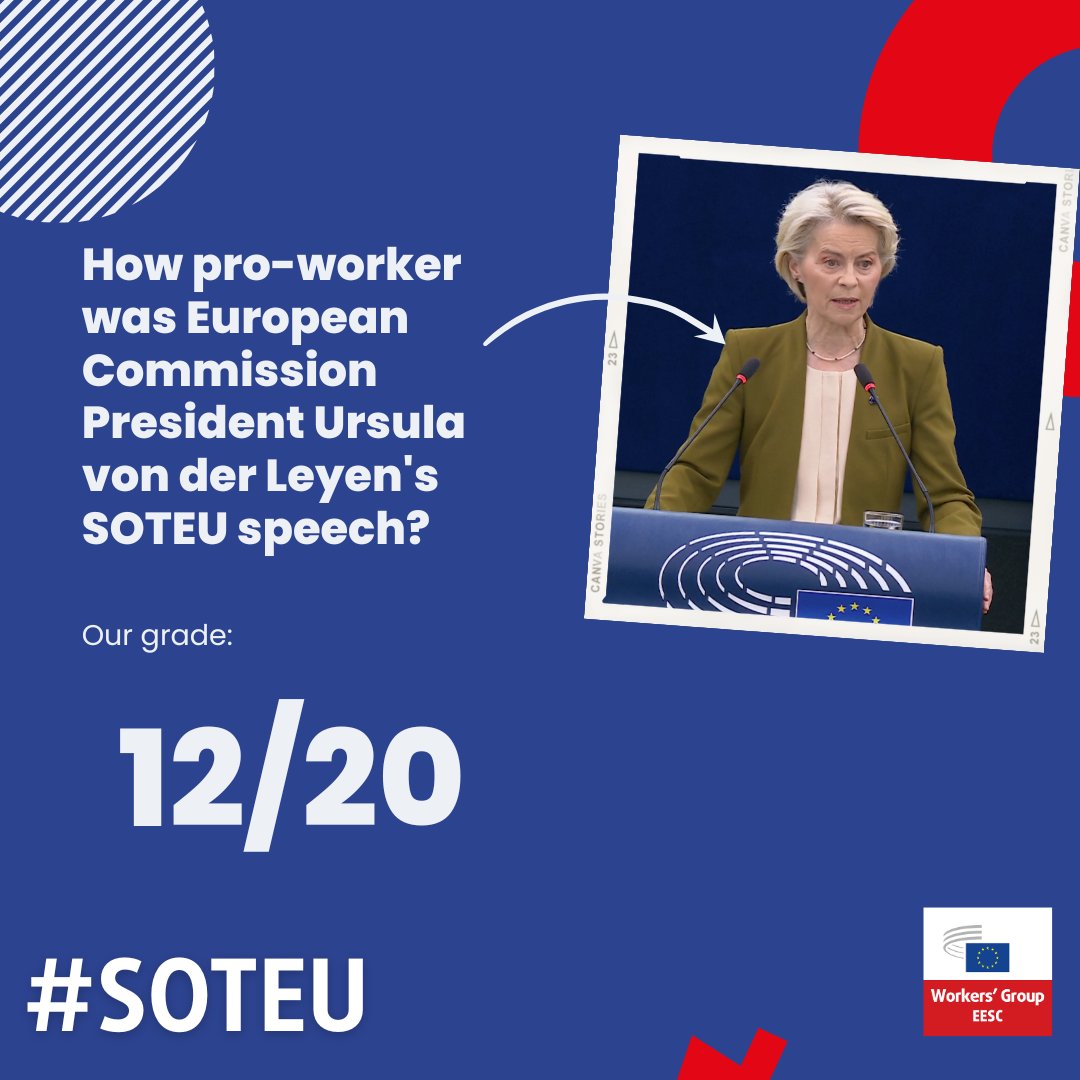 Von der Leyen’s #SOTEU speech brought new pledges on social legislation &amp; pro-worker initiatives.

But after the Omnibus regulations, a competitiveness-first approach, the US trade deal will these commitments materialise? 

Read more: linkedin.com/feed/update/ur…