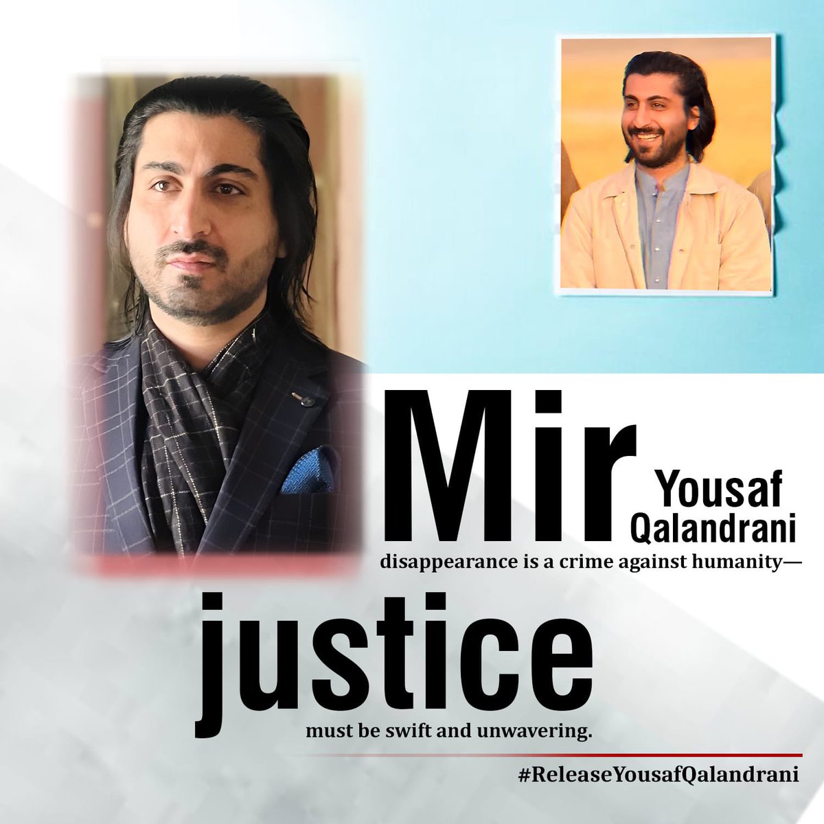 BalochV4Justice's tweet photo. A father  who stood firm against death squads is punished with the abduction of his entire family. 

Mir Yousaf Qalandrani’s case is a stain on the conscience of humanity. 

The world must act now. 

@amnesty @CIVICUSalliance 

#ReleaseYousafQalandrani https://t.co/iqVJ4ariys
