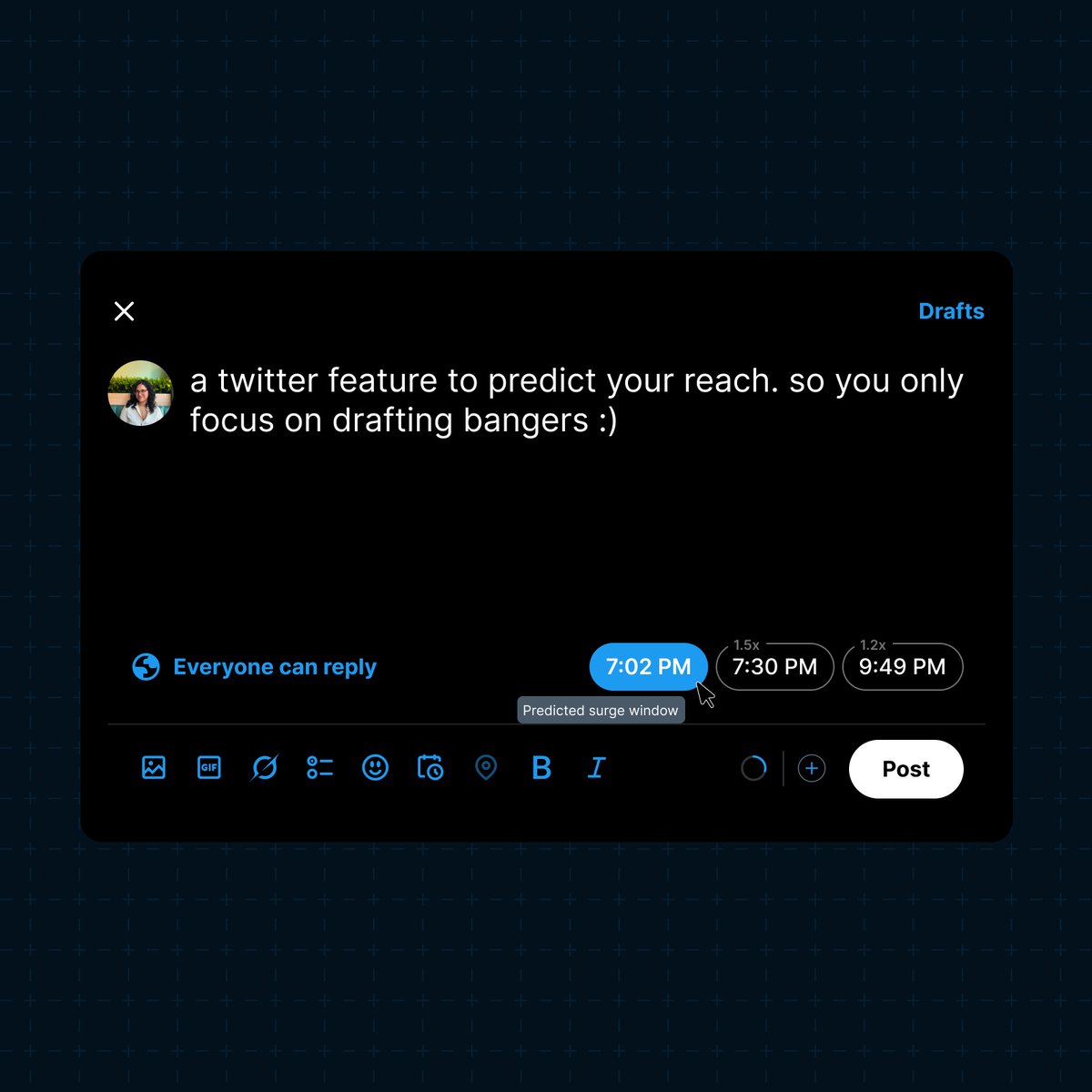 twitter, but it lets you schedule tweets to maximise your reach