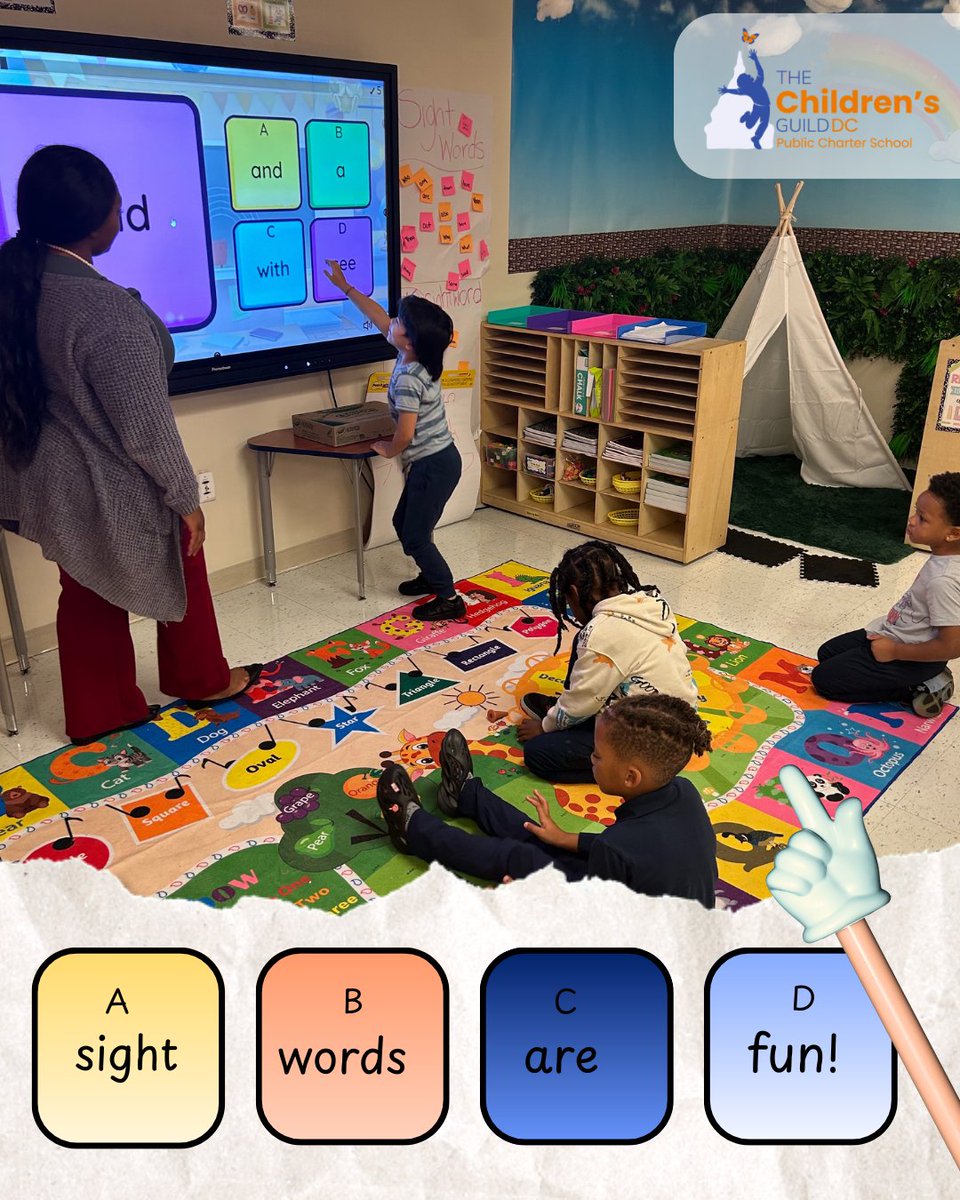 TCGDCPCS's tweet image. Learning sight words is made fun with the smart board! 🎉🖥️ Engaging activities help students thrive in their reading skills. #Education #SmartBoardFun