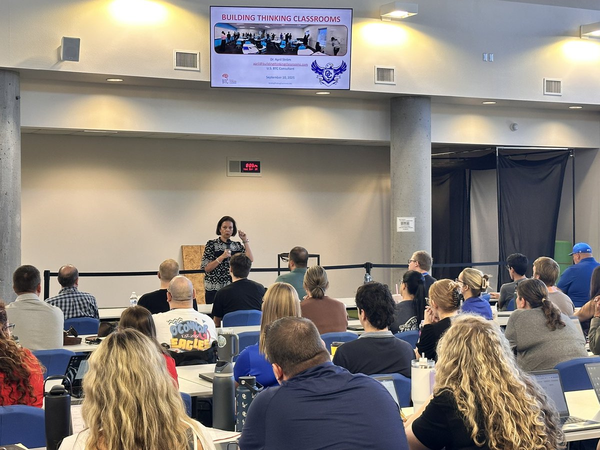 Big thanks to SOHS for hosting! Dr. April Strom from Chandler-Gilbert CC is working with DVUSD high school teachers today on Building Thinking Classrooms. With 30+ years in math, she knows the beauty and challenge of teaching it. <a href="/DVUSD/">Deer Valley Unified School District</a> <a href="/OHS_Eagles/">OHS Eagles</a>