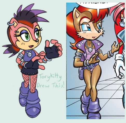 Had some new ideas (especially after making Chilli and doing Sally's redesign) so did another design for Sonya, Sally and Sonic's punk rock daughter from a future timeline! #sallyacorn #SonicTheHedgehog #archiesonic #Sonally