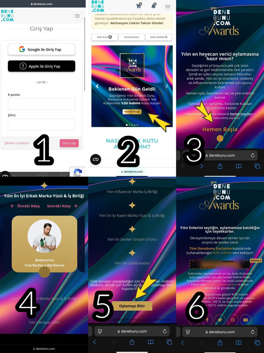 🗳️ 7.  Denebunu Awards kapsamında düzenlenen oylamada, "Yılın En İyi Erkek Marka Yüzü ve İş Birliği" kategorisinde #AlpNavruz #AlpNavruzXYvesRocher

Aşağıdaki linke tıklayarak oy verip destek olabilirsiniz ✨

🔗 denebunu.com/awards-2024/

🚨Oy vermek için: 

1. İlk olarak mevcut