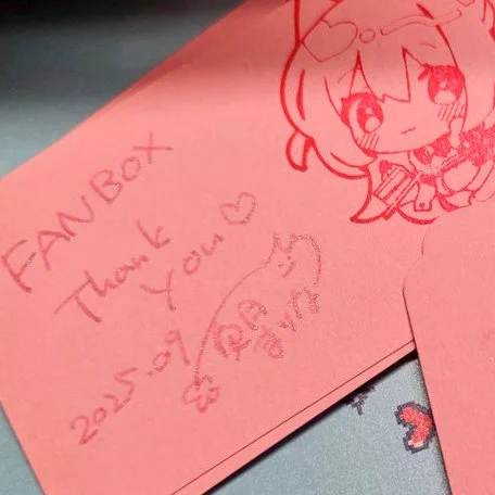 夏コミのFANBOX限定通販を利用してくださった方にはラメペンで手書きのお礼カードを入れましたピンク地にピンクのペンだから見えにくいかも。ゆるして!!