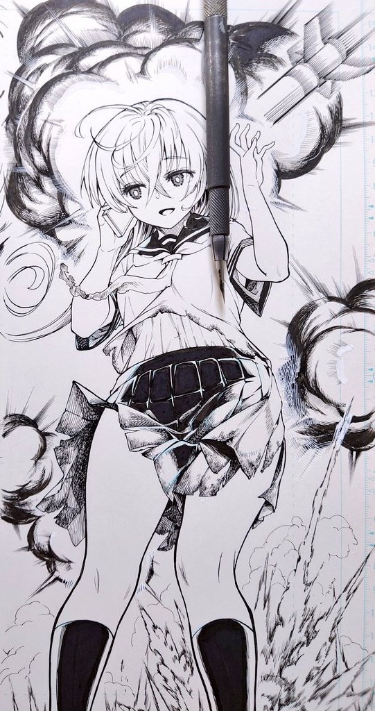 #アナログペン入れ
最近フォローして下さった方に過去の絵を紹介 