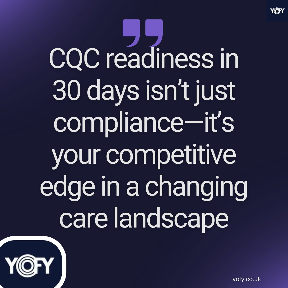 yofyuk's tweet photo. The care home landscape is shifting fast.
New policies. Higher compliance pressure.
⏱ With YOFY, you get CQC-ready in under 30 days:

Escalated training

Audit-ready dashboards
Real-time checks
Policy adaptation
Less admin
💡 Compliance isn’t a checkbox—it’s your edge. #CQC https://t.co/VYXE4zIHIg